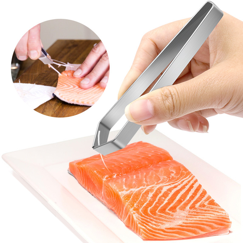 Pinzas de hueso de pescado de acero inoxidable 430, pinzas extractoras, pinzas para desplumar huesos de pescado, utensilios de cocina, 1 Uds.