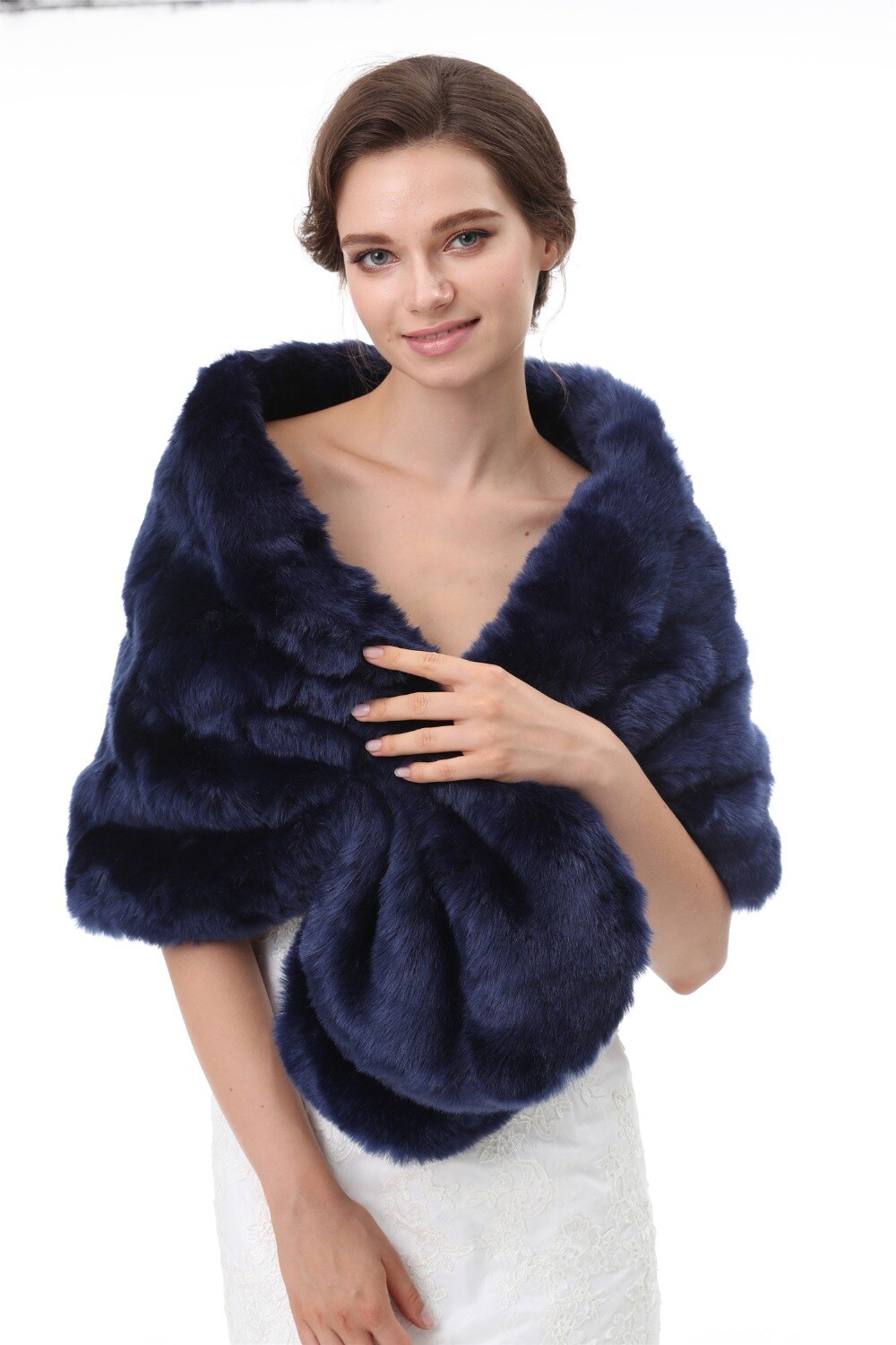 Navy Winter Vrouwen Bolero Elegante Trouwjurk Jas Wraps Bridal Jacket