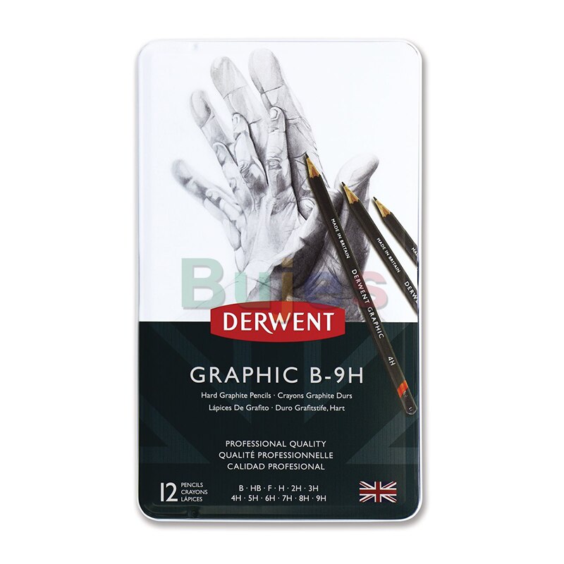 Derwent Grafische Tekening Potloden, Medium, Metalen Tin, Schetsen Potloden, Houtskool Potlood Kunst Levert, art Potloden Graphite