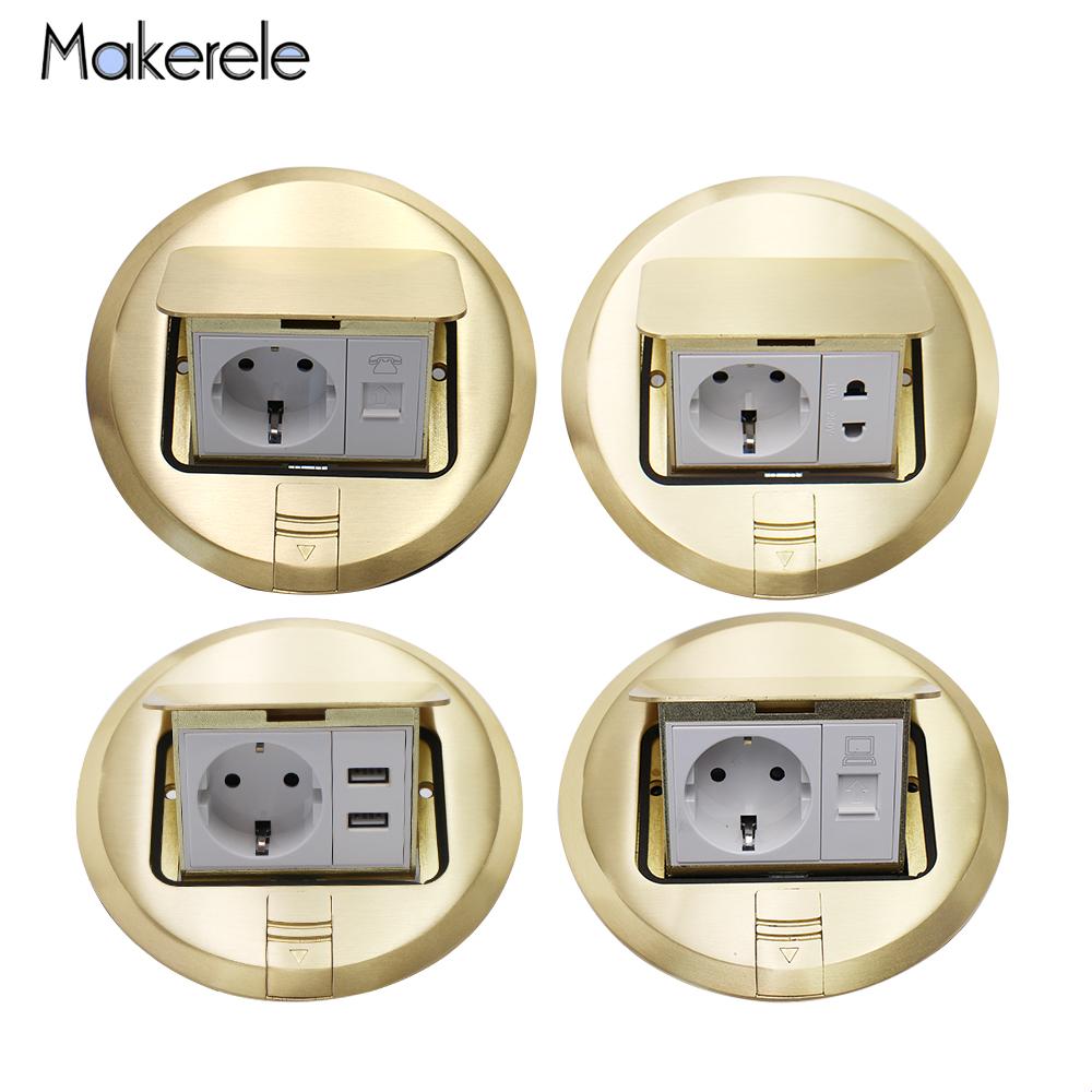 2y serier rund hurtig/langsom pop up eu standard gulvstik 10a usb internet telefonstik port al/cu alu-stik stikkontakter