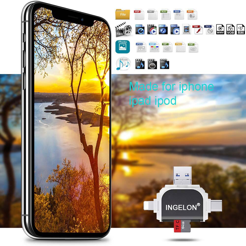 Ingelon SD Card reader xqd lector tarjetas idragon Cardreader laptop accessories Plus micro sd 16GB kart okuyucu USB OTG Adapter