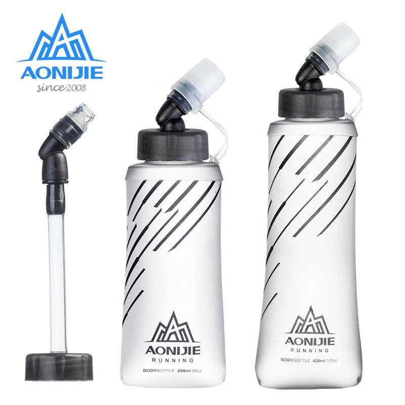 AONIJIE-botella de agua plegable SD21 Frasco blando, 250ml, 420ml, hidratación, vejiga de agua para correr, Maratón, ciclismo, senderismo