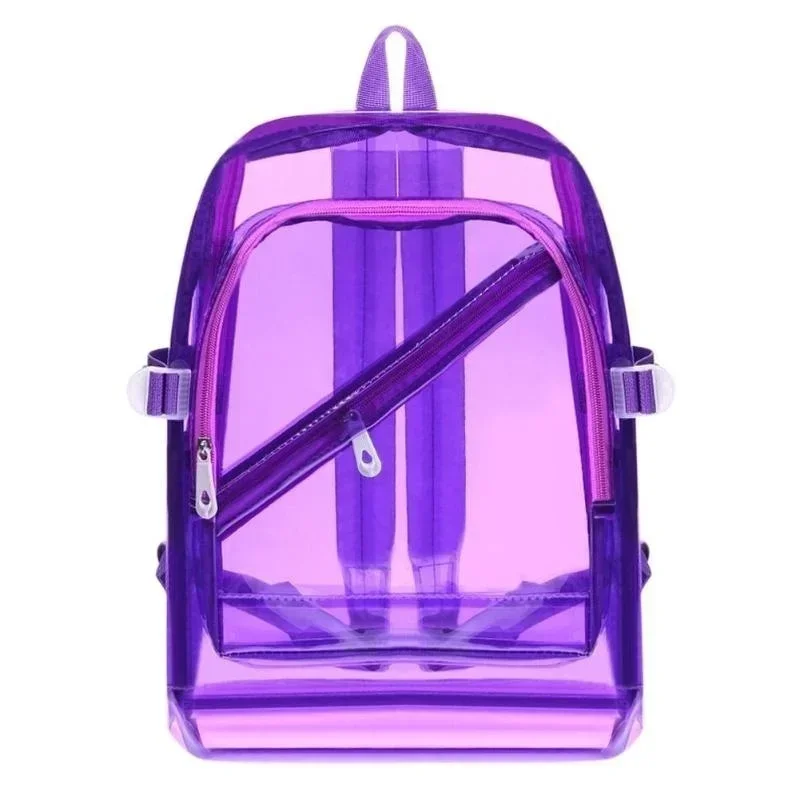Zaino trasparente alla moda Borsa da scuola per taccuino per ragazze mini adolescenti quotidiana in plastica trasparente in PVC impermeabile: Viola