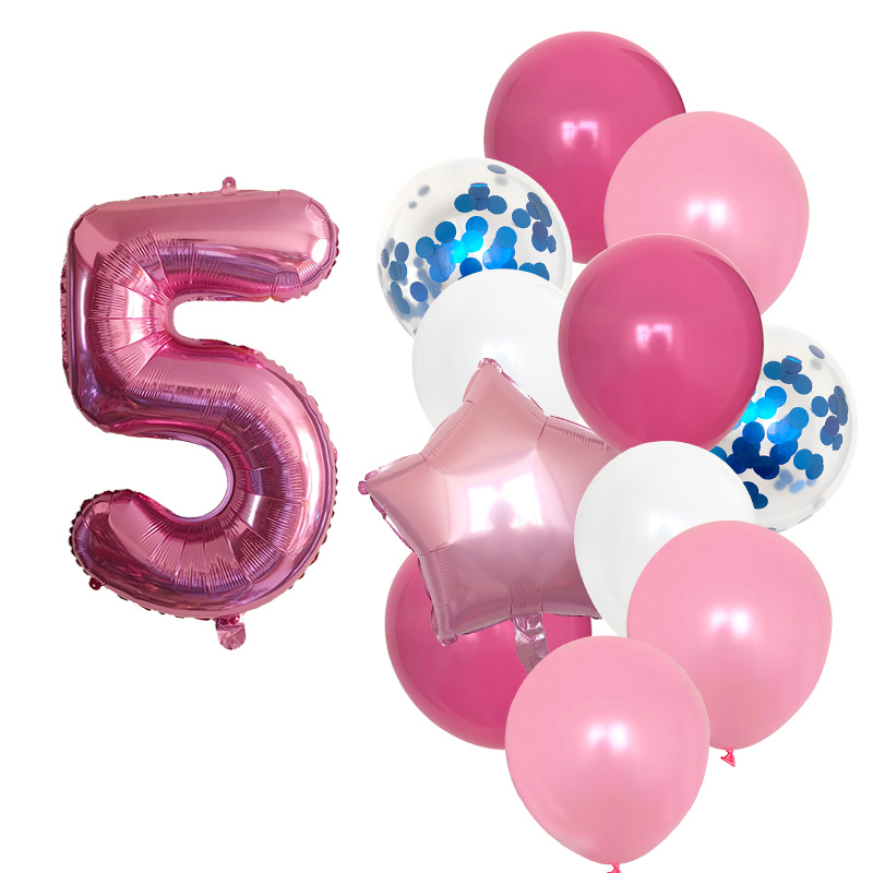 12pcs Girls First Birthday Party Balloons Pink Number Baloon Birthday Decoration Girls 1 2 3 4 5 6 7 8 9 Years Party Supplies: Cream