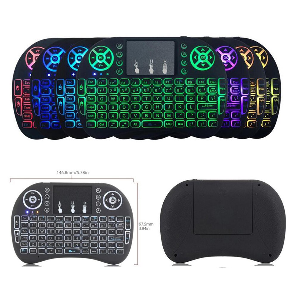Mini kabellos Klaviatur Beleuchtete Tastatur Multimedia Fernbedienung Tasten und PC Spielen Kontrolle Touchpad, für PC Pad Android TV Kasten Clever TV