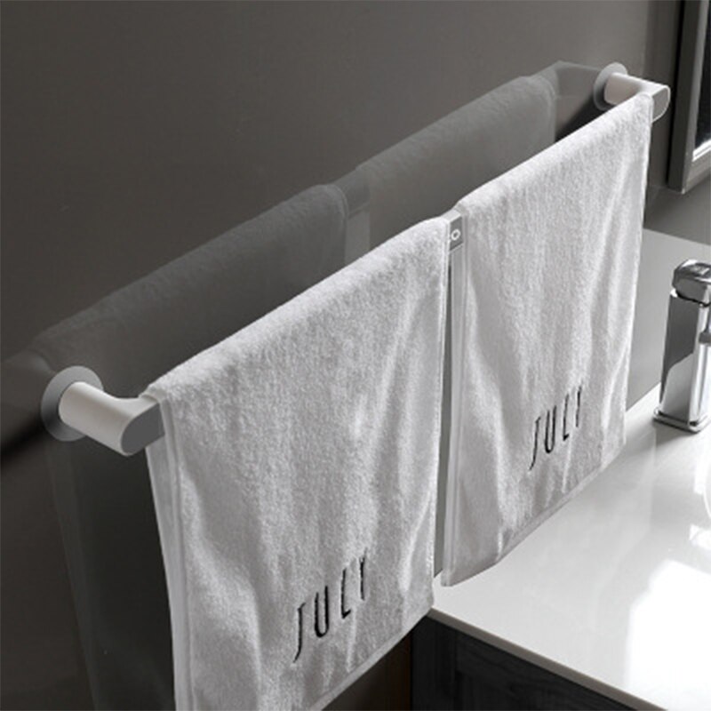 Håndklædestativ vægmonteret ikke-perforeret håndklædestativ badeværelse håndklædestativ hylde rulle papirholder krog badeværelse opbevaringsstativ: Grå forlænge