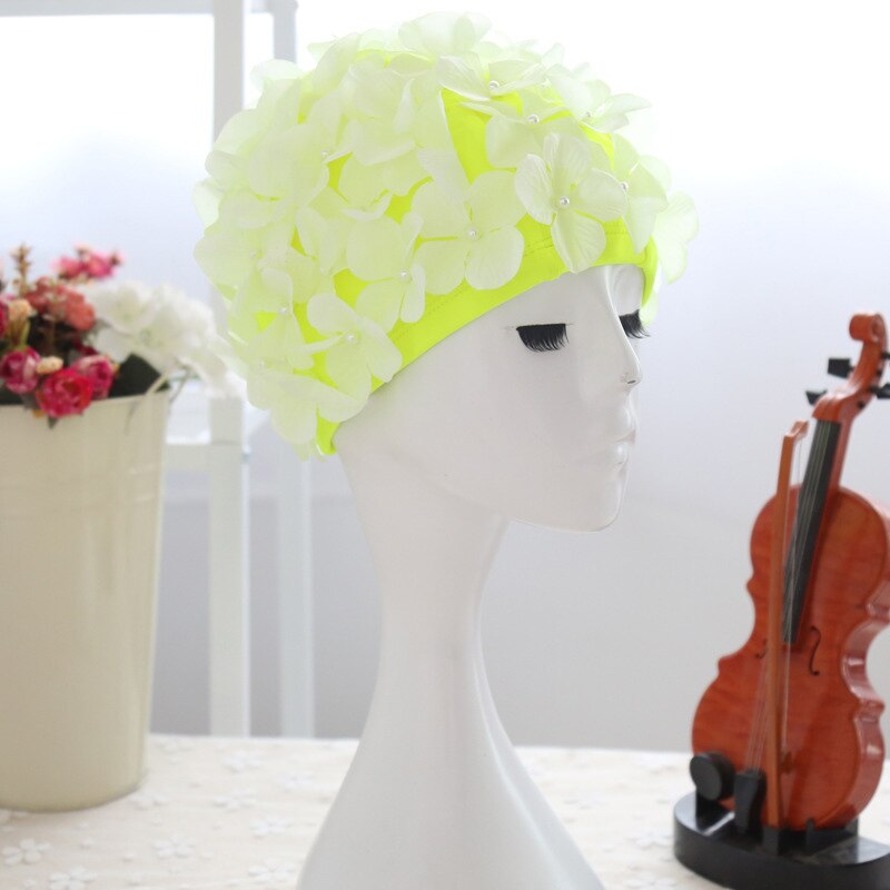 Sombrero de baño con pétalos 3D para mujer, gorro de baño con flores para piscina, novedad de