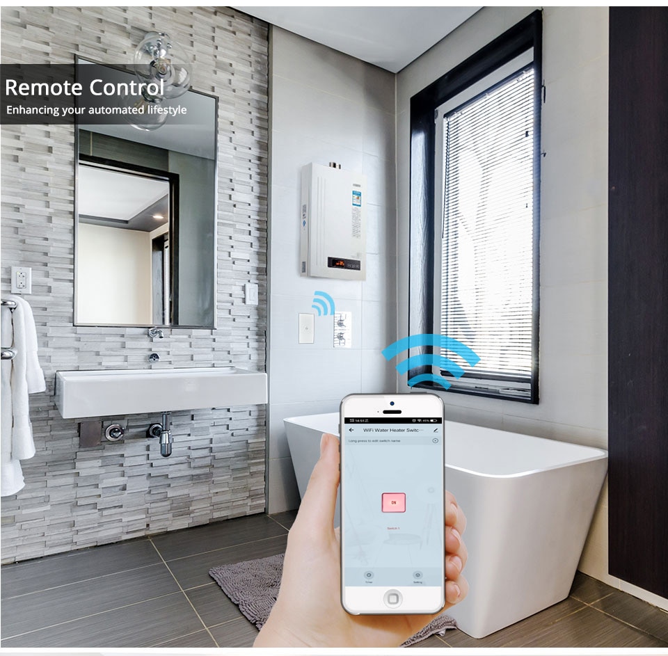 20A 4400W High Power WiFi Smart Switch for Boiler Water Heater Oven Electric Fireplace App Remote Control Timer Voice Command