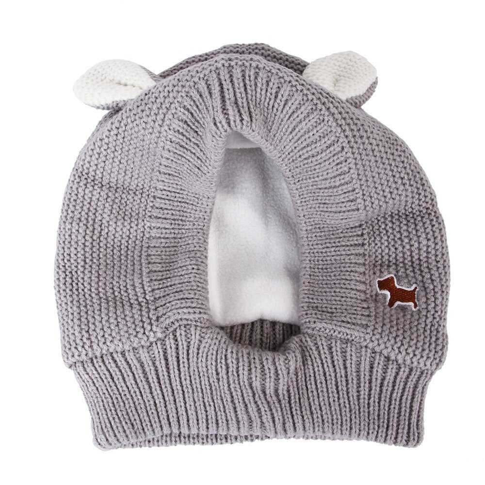 Quiet Ears for Dogs, Dog Ear Muffs Noise Protection Knitted Dog Hats Pet Ears Warm Dog Ear Cover Winter Hat Bunny Costume: GRAY