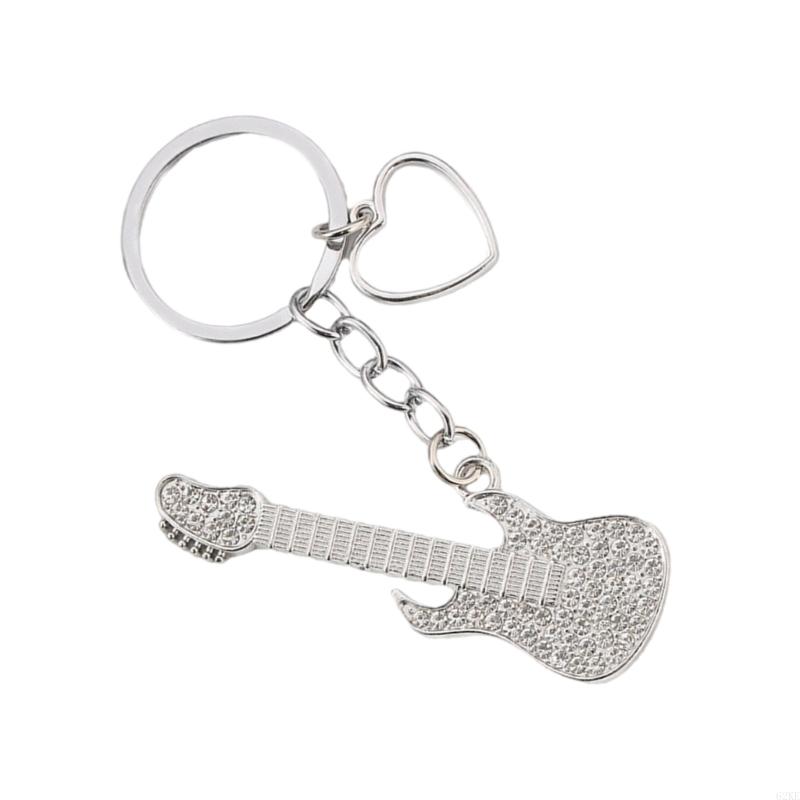 62ke Hingestones Keychain guitare Keychain Sophistiqué Metal Keyring Handmade Key Chain Pender pour les guitaristes les