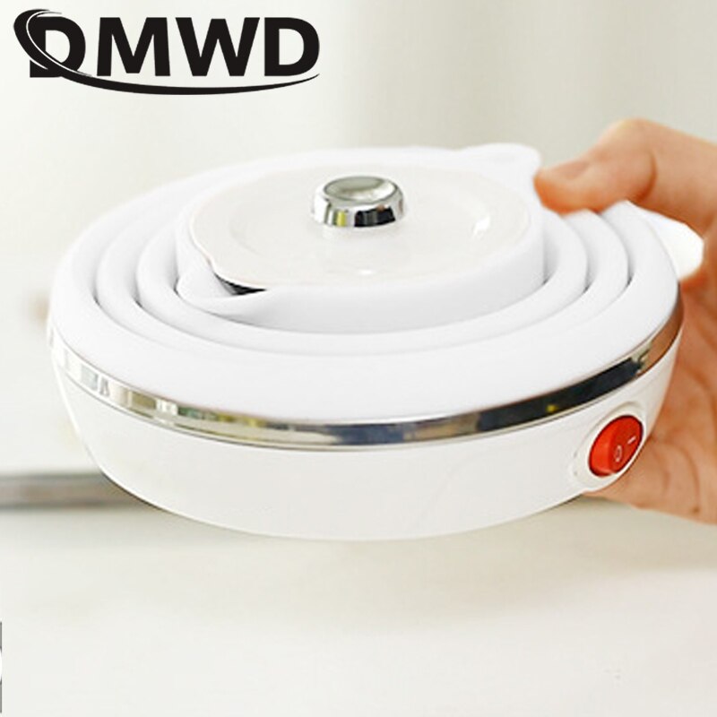 DMWD 12V/24V przenośny składany czajnik elektryczny 450ml jedzenie stopień silikonowy podróż samochodem składany czajnik sucha ochrona