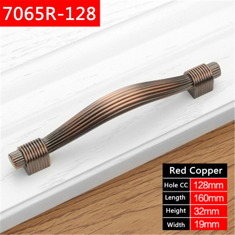 Maçanetas para armários e móveis, puxadores de gaveta para armários, máquinas de bronze e cobre vermelho: 7065R-128
