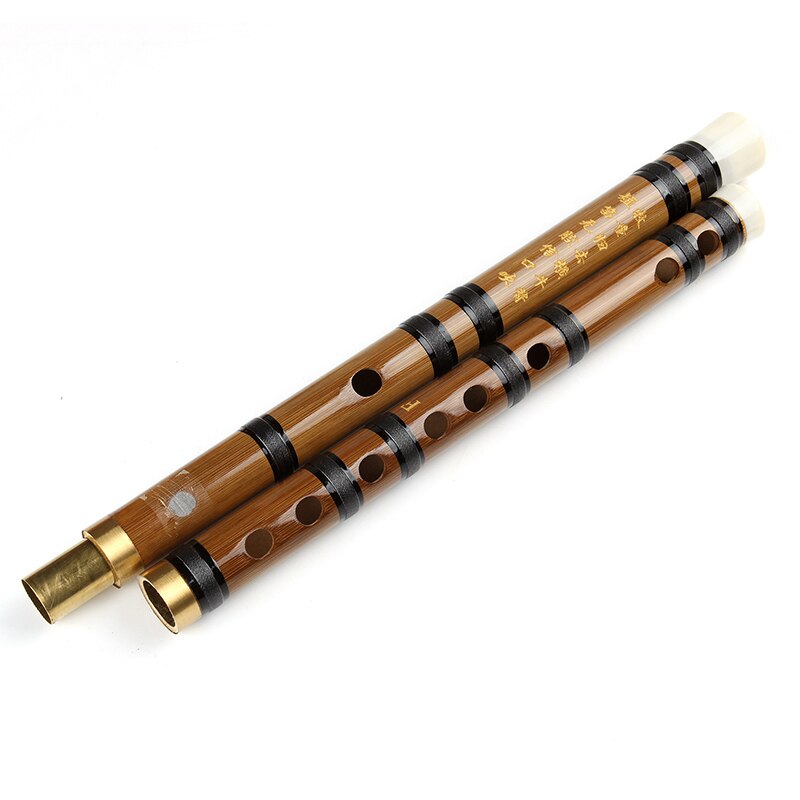 Bamboo Flute with Black Line Traditional Chinese Handmade Woodwind Musical Instrument Supply Fingering chart: G key 2 section