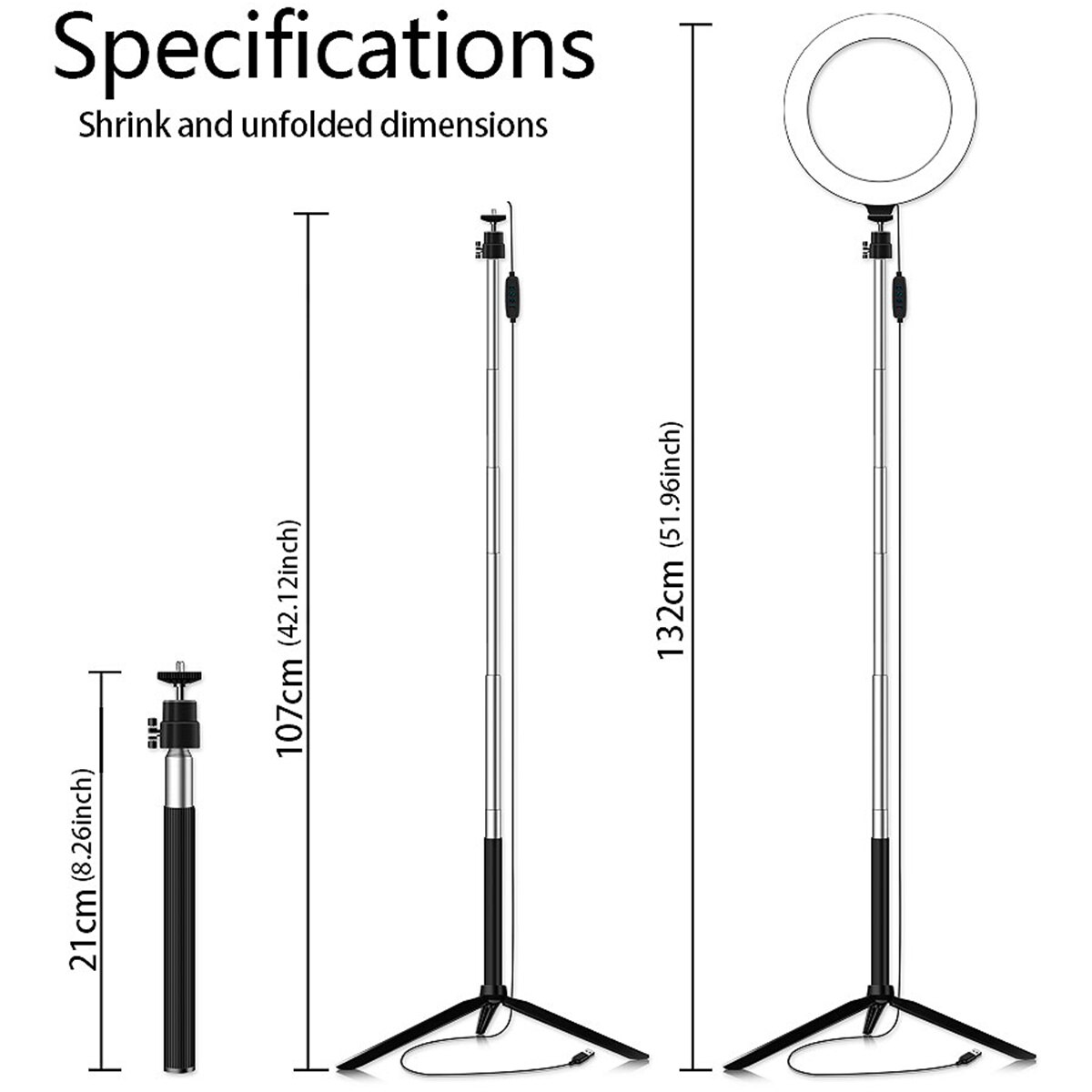 7.9 Inch LED Ring Light Dimmable Ring Light 3In1/5in1 USB LED Ring Lights 3200K With Tripod