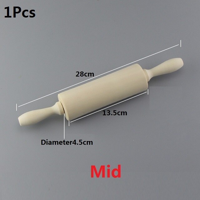 Herramienta de arcilla de madera, rodillo de madera sólida rodillo de amasar DIY arte Manual 1 pieza: Mid