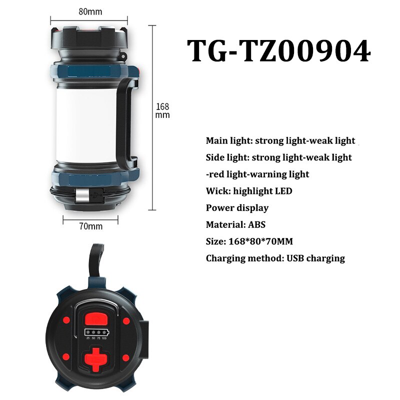 Super Bright LED Searchlight USB Rechargeable Waterproof Work Light Multi-functional Handheld Lantern Outdoor Camping Spotlight: Small