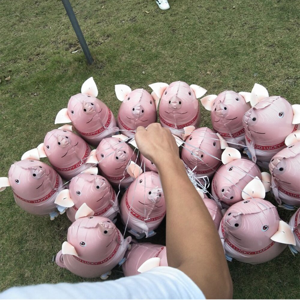 5pcs/lot Walking Pig Balloons Globos Foil Balloon Helium Balloon Kids Birthday Party Supplies Kids Toys