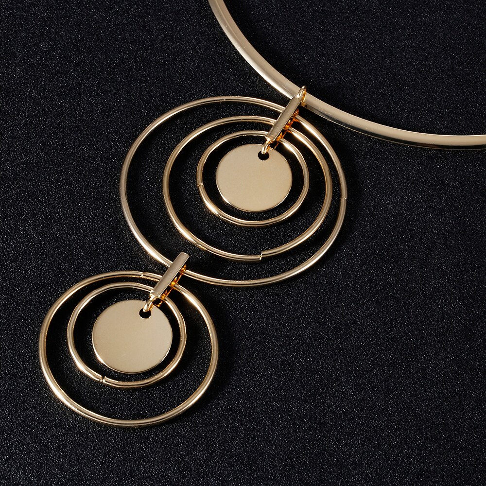 VIVILADY, conjuntos de joyas circulares de para mujer, Gargantilla de cristal, collar, pendientes, Boho, de boda, nupciales