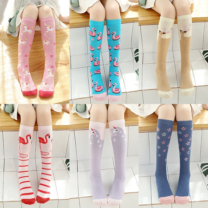 Calze per bambini calze per bambini Flamingo calze dritte per ragazze calze lunghe sopra il ginocchio calze per bambini calze al ginocchio