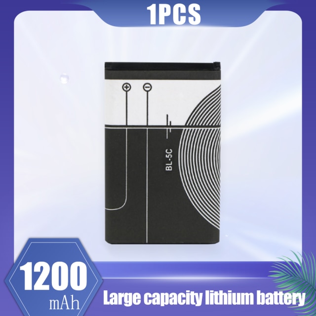 BL-5C BL5C BL 5C 3.7V 1200mAh Replacement Lithium Battery For Nokia 1100 1110 1112 1200 1208 1600 2300 2600 2610 3100 3110 5130: 1PCS