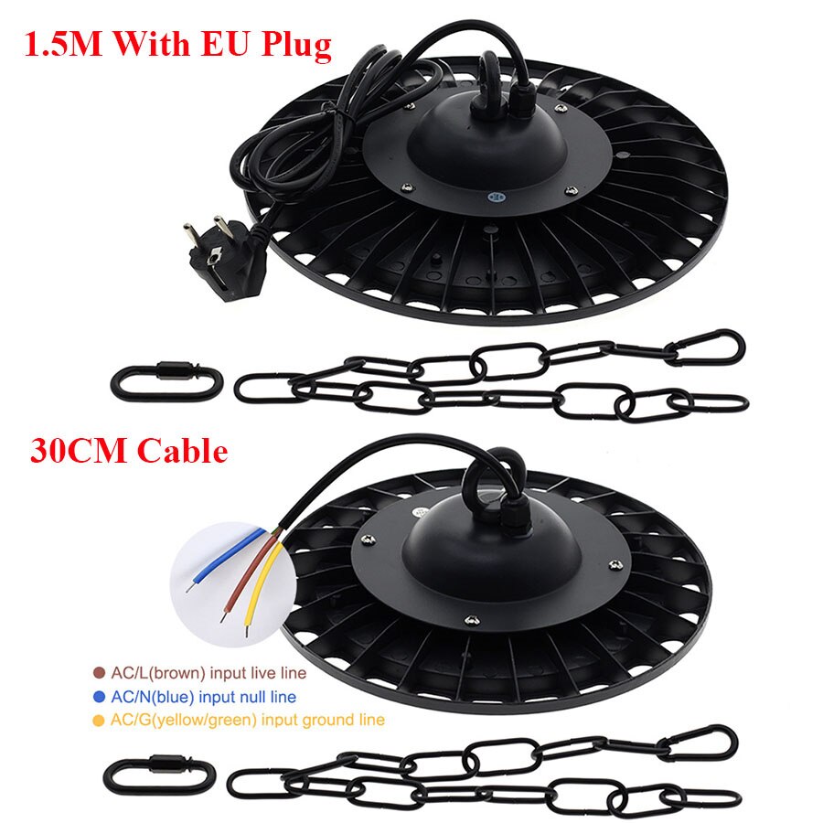 150W 200W LED High Bay Light Waterproof Super Bright Commercial Warehouse Bay Light Garage Gym Shop Workshop Lighting Fixtures