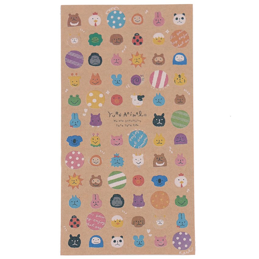 Papel Kraft japonés pegatina de gato Linda diario decorar Scrapbooking papelería pegatinas suministros: Small round animal