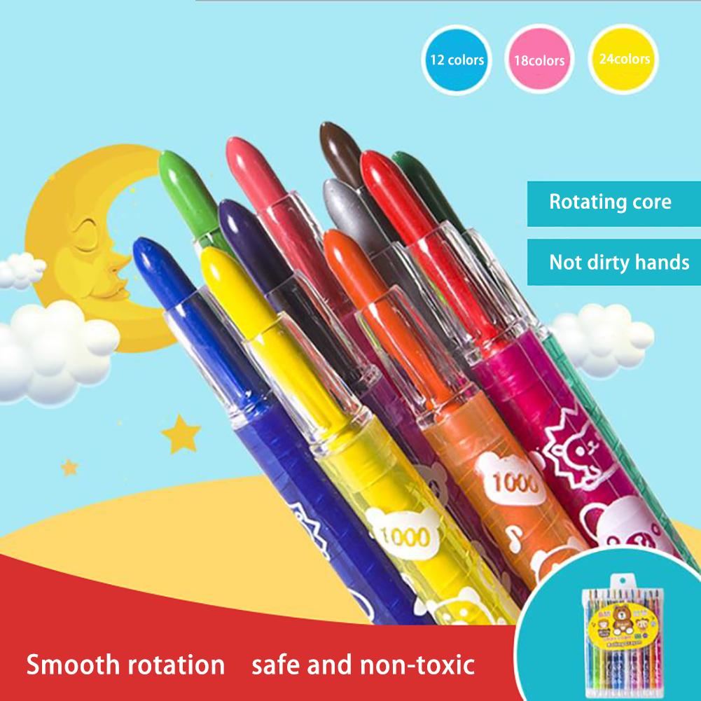 Crayon de Pastel à huile soluble dans l'eau, 12/18/24 couleurs, Crayon rotatif, peinture pour enfants, stylos Graffiti, fournitures d'art