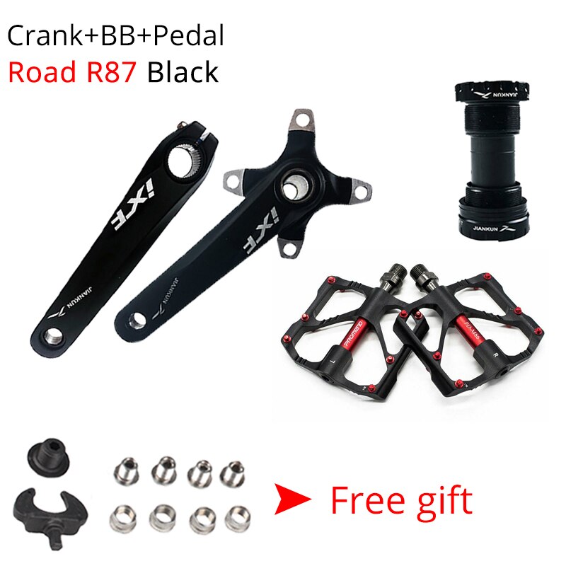 Jiankun 170mm krank mtb cykel 2pc 9/16in pedal 104 bcd ixf arm kædering aluminium landevejscykel kranksæt med bundbeslag bb