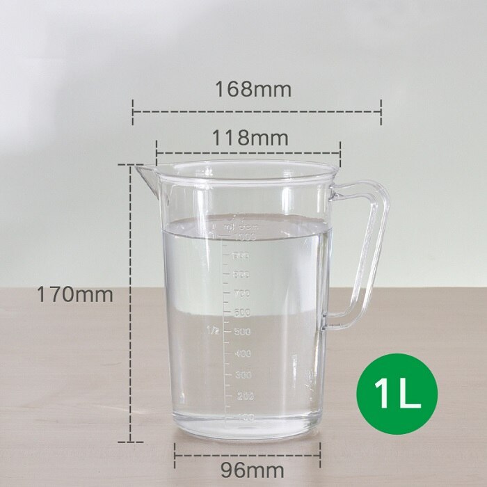 Vaso medidor de plástico irrompible para medir líquidos, jarra, contenedor de taza, herramienta de medición de laboratorio duradera: 1 liter