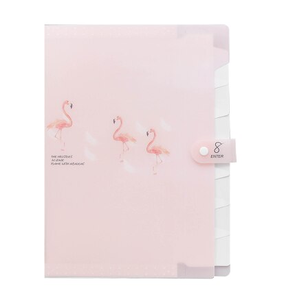 Pochette à 8 poches pour Documents A4, classeur extensible, flamant rose, couleur fraîche, organisateur de Documents en papier: B