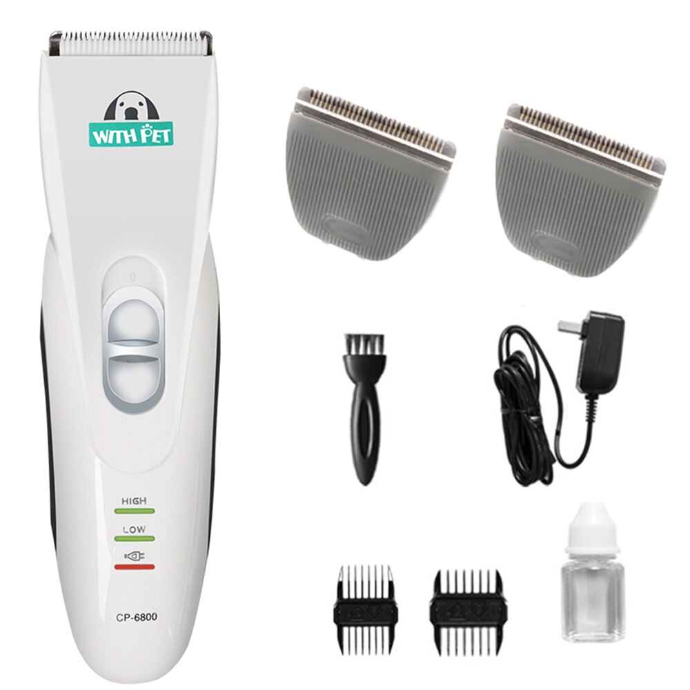 Cortadora eléctrica de CP-6800 para mascotas, máquina de afeitar para acicalamiento de perros, afeitadora de plata recargable: Add 2 pcs blade
