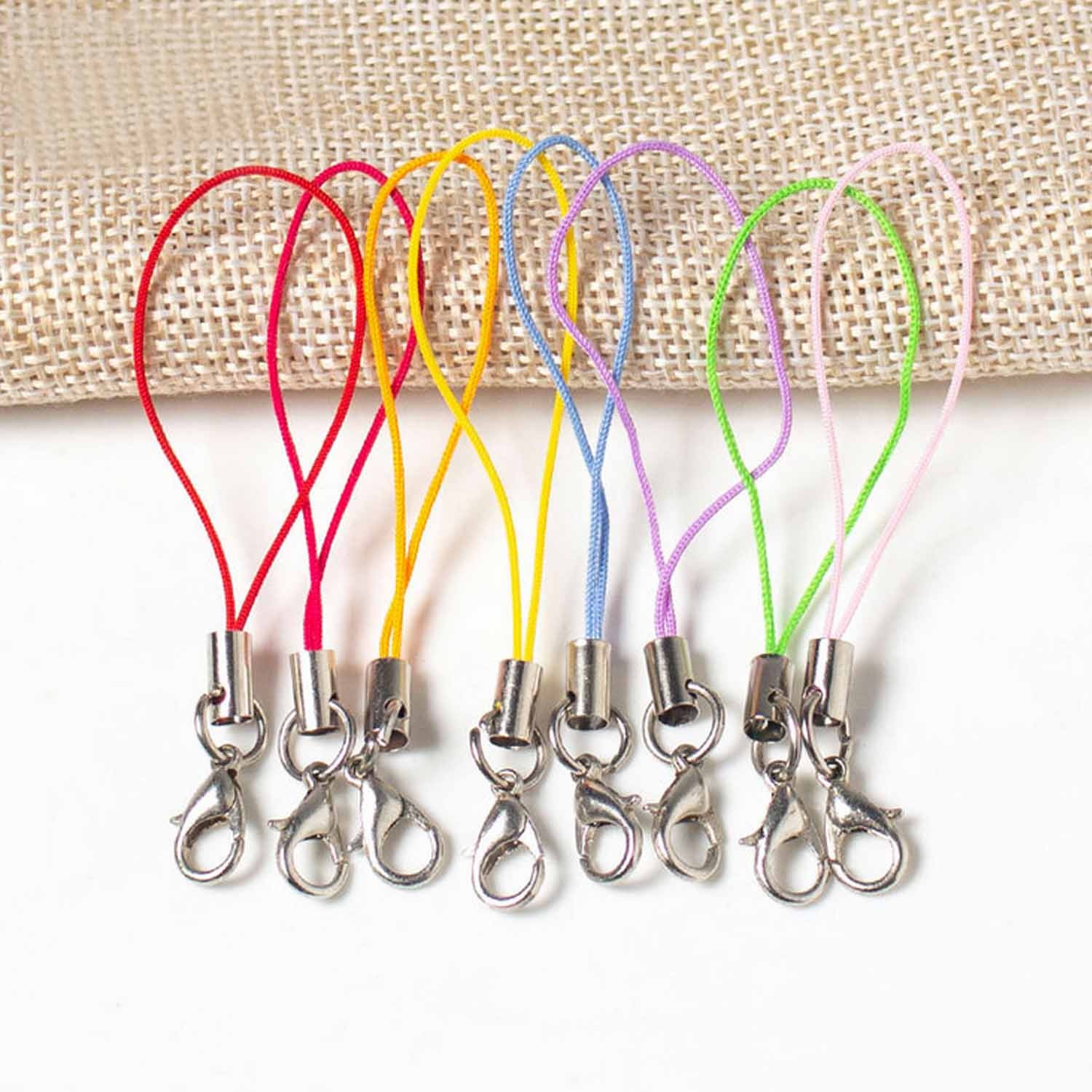 Besegad 100 pçs sortidas cores lagosta fecho correias cordas cabos cinta para celular usb flash drives chaves encantos jóias