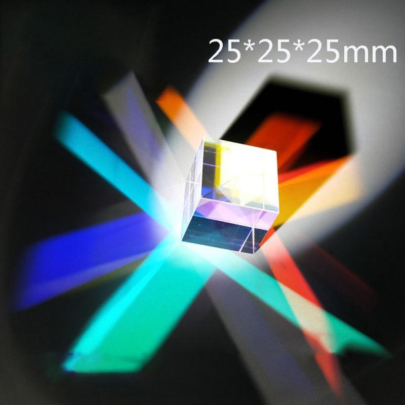 25*25*25Mm Cubic Prisma Van Licht Magische Kubus Kleur Prism Rainbow Optische Glas Licht Prisma Kubus natuurkunde Experiment Kids