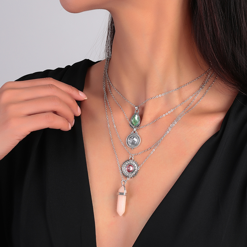 Nueva Shell estrella de mar gargantilla collares multicapa perla collares llamativos para mujer playa: Rodio plateado