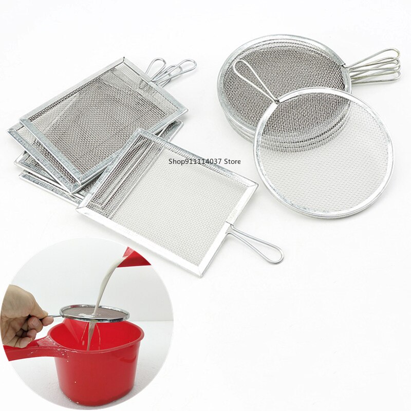 Tamiz de esmalte de cerámica artístico, colador de malla de barro de acero inoxidable, herramientas de cerámica, tamiz de filtro, herramienta de filtrado de cerámica con mango