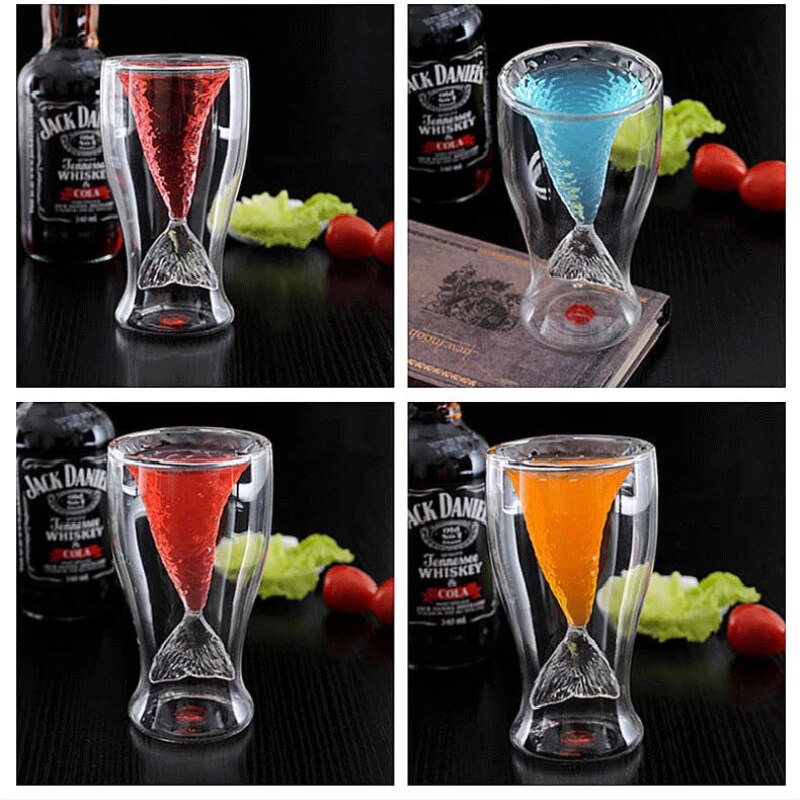 Originalitet høy bor silisium glass havfrue kopper gjennomsiktig dobbel-dekk rødvin cocktail glass glass bar personlighet glass krus