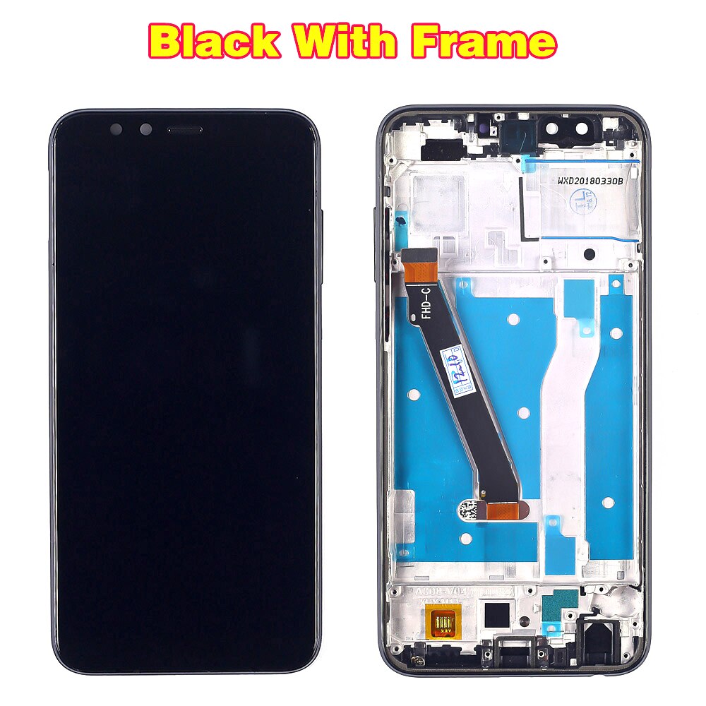 100% testowany wyświetlacz LCD robić Huawei Honor 9 lite 5.65 calowy ekran dotykowy Digitizer montaż ramki z bezpłatnym szkłem hartowanym: czarny z rama