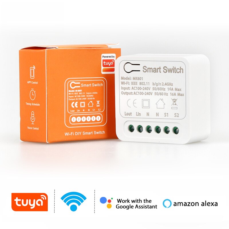 Tuya 10A/16A Mini Wifi Smart Switch Voor Smart Leven 2-Weg Control Relais Timer Draadloze Automatisering Werk met Alexa Google Thuis