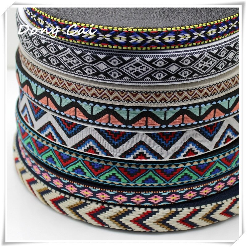 10yards/lot 10yards Ethnic Tape Jacquard Webbing Retro Customs Computer Embroidered Clothing Accessories polyester straps