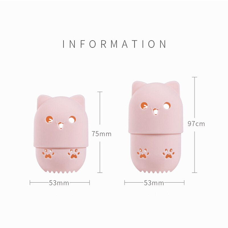 Esponja de silicona para maquillaje con forma de gato, caja de secado de huevos para maquillaje de belleza, caja de esponjas portátil para cosmética, Estuche de transporte, licuadora, soporte de esponja
