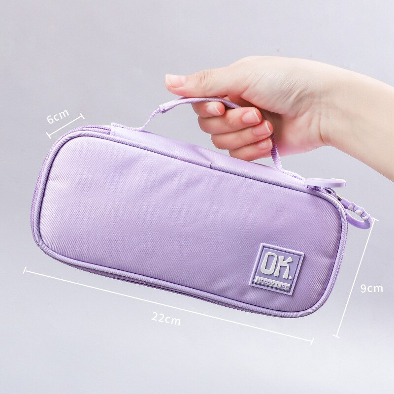 Draagbare Etui Grote Capaciteit Potlood Gevallen Multifunctionele Pencilcase Effen Kleur Estuche Escolar Trousse Scolaire: B Purple