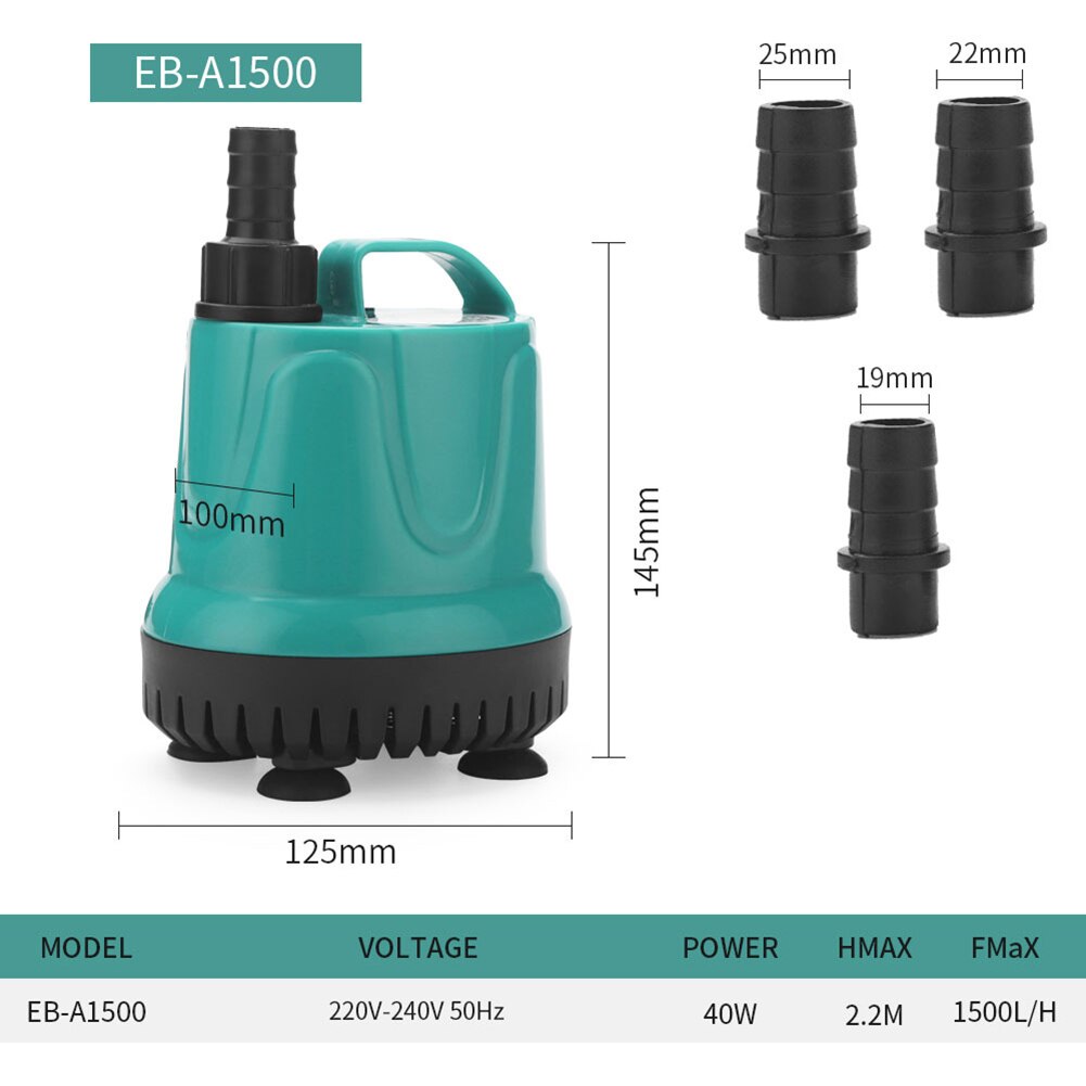 360 Degree Fish Tank Submersible Water Pump Aquarium Bottom Silent Filter Suction Feces Pump Garden Fountain Waterfall Pump: EB A1500 40W