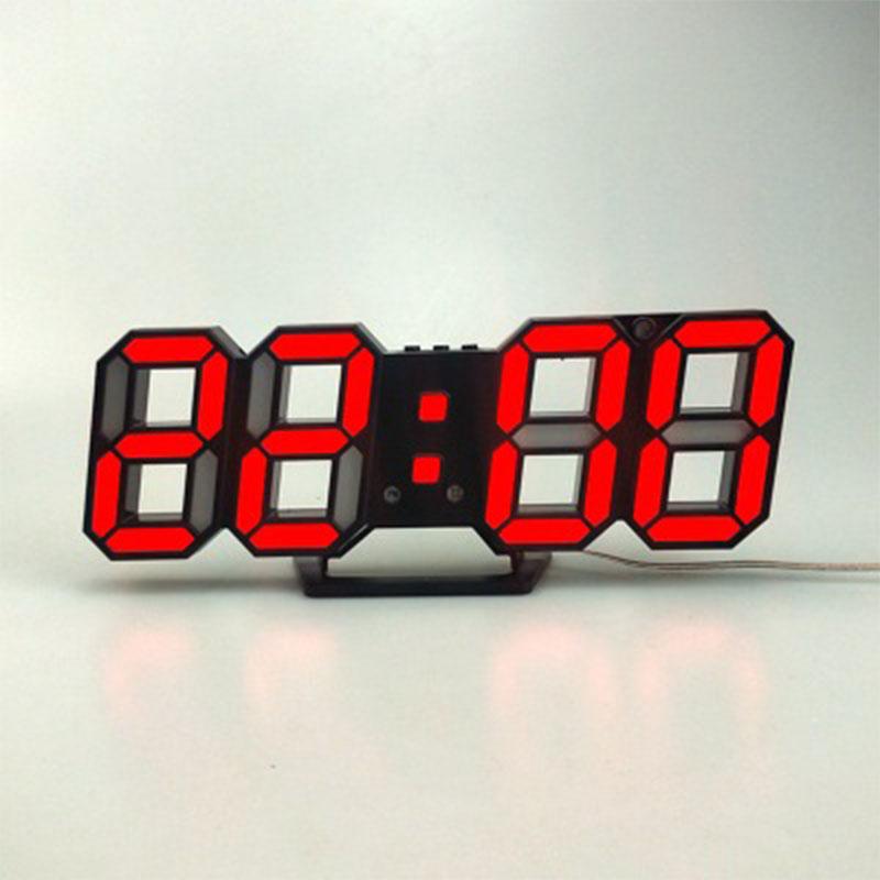 Digitalt vægur 3d led display vækkeure køkken kontorbord desktop vægur moderne 24 or 12 timers display: B