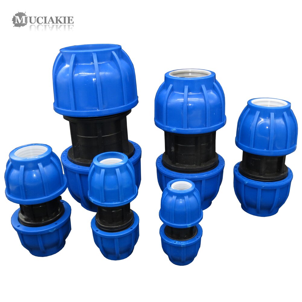 MUCIAKIE 20 25 32 40 50 60MM HDPE Compression Coupler Garden Water Connector PP Thread Irrigation Pipe Quick Connecter Fittings