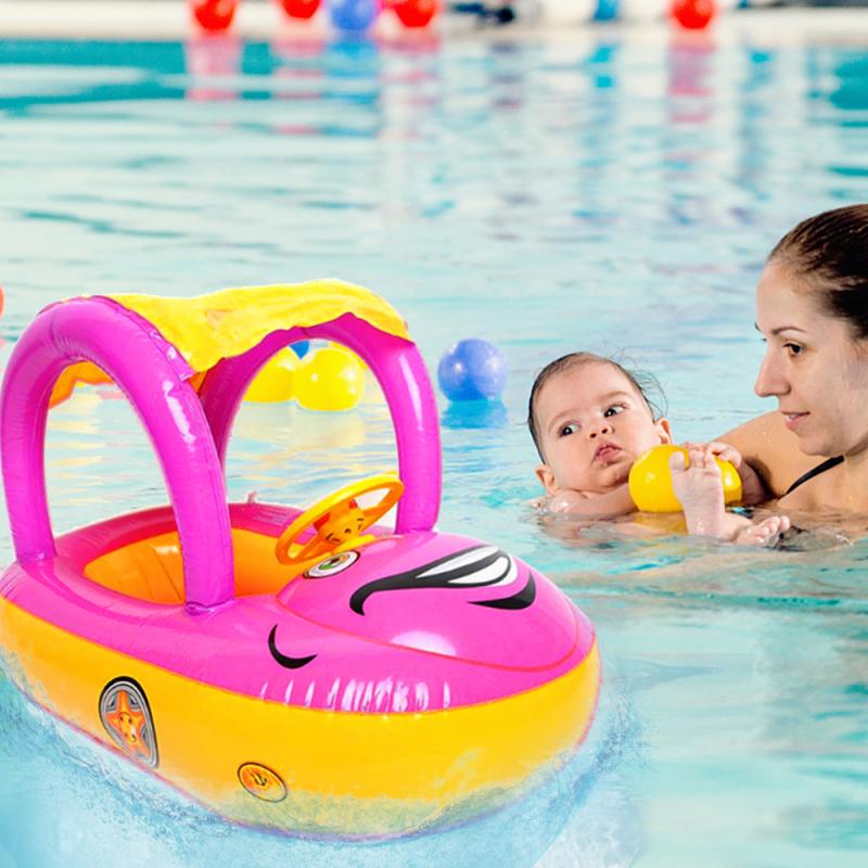 Baby Zwemmen Zitten Ring Veilig Kinderen Zwemmen Float Opblaasbare Wiel Verstelbare Zonnescherm Peuter Zwembad Kinderen Speelgoed