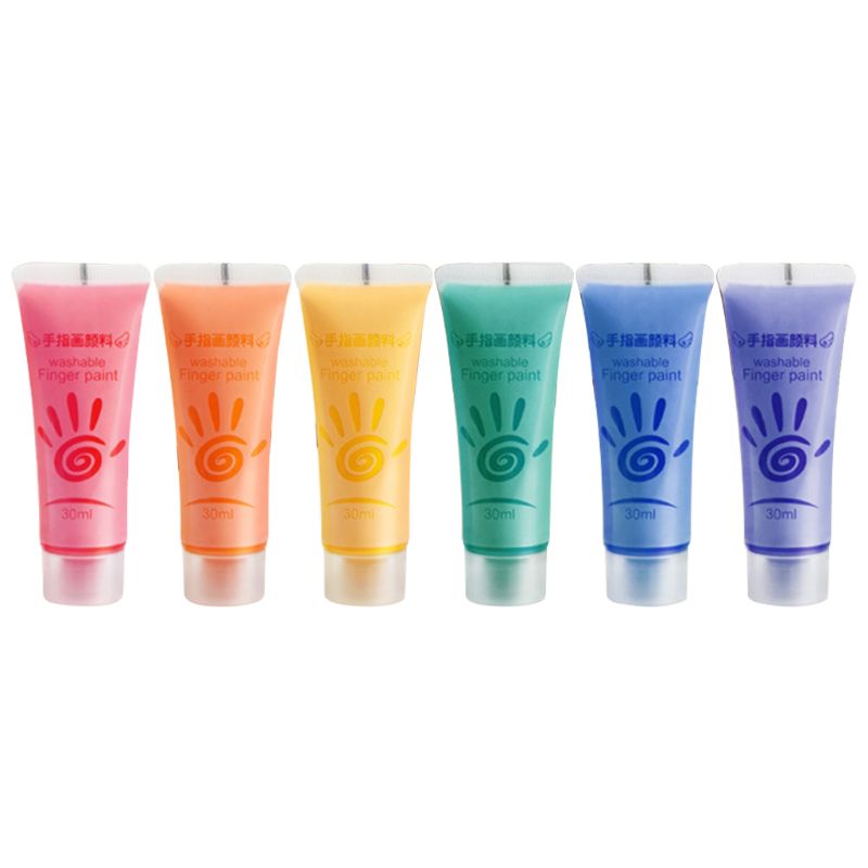 30Ml Vinger Verf 6 Kleuren Set Wasbare Kids Vinger Verf Levert Cadeau Voor Kinderen