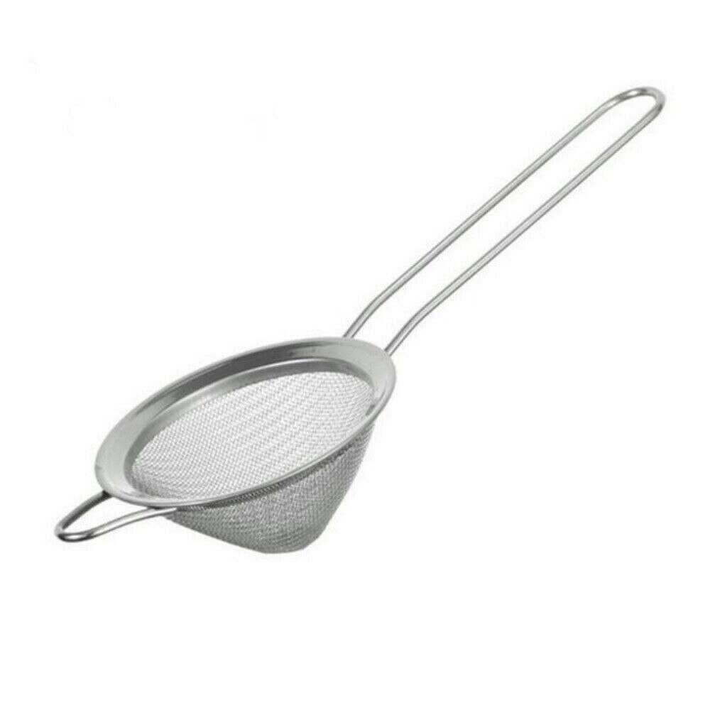 Stainless Steel Cocktail Strainer Fine Mesh Colander Sieve Tea Coffee Strainers Durable Home Drink Strainer With Handle Bar Tool: Silver