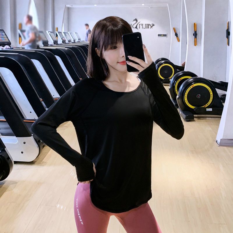 Mesh Ademend Sport Top Vrouwen Losse Lange Mouwen Sneldrogende Kleding Herfst Winter Gym Running Blouse Training Yoga t-shirt: Black / M