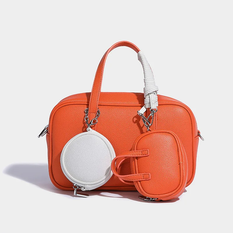 Mode Boston Bowlingtas 2025 Vrouw Composiet Tas Multifunctionele Moeder-en-kind Tas Retro Schouder Messenger Bag: GRIJS