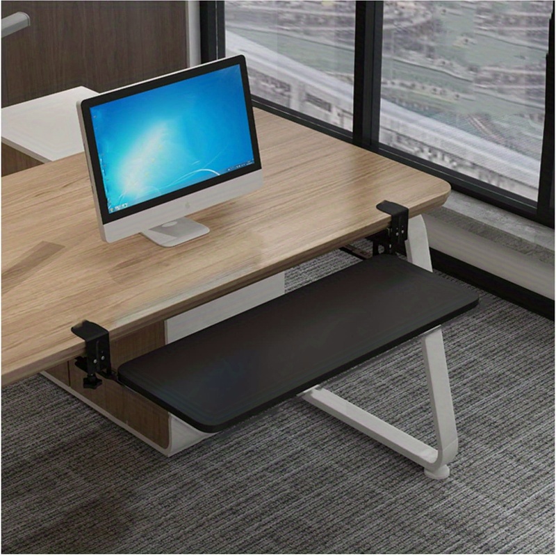Keyboard Tray Ergonomic Sliding Under Desk Keyboard and Mouse Platform Retractable Undermount Drawer computer desk: Buff